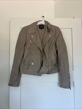 Express Women's Taupe Quilted Moto-Style Jacket